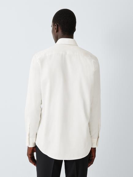 John Lewis Regular Fit Cotton Silk Blend Shirt, Burgundy - view 2, Off White
