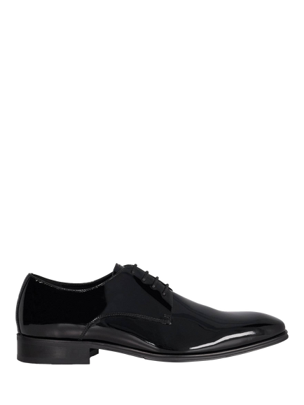 Dune London Satchel Wide Fit Patent Leather Brogues, Black, Black