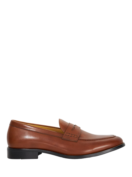 Dune London Skylers Wide Fit Leather Loafers, Tan