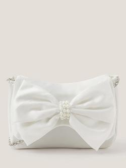Monsoon Kids' Pearl Bow Satin Bag, Ivory