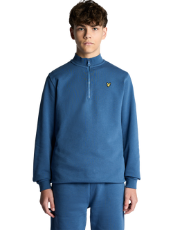 Lyle & Scott Kids' Cotton Quarter Zip Sweatshirt, Dark Cornflower, Dark Cornflower
