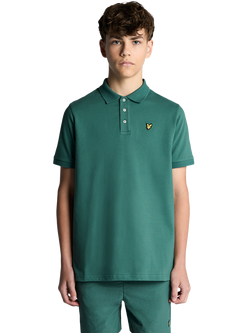 Lyle & Scott Kids' Cotton Rich Short Sleeved Polo Shirt, Everglade