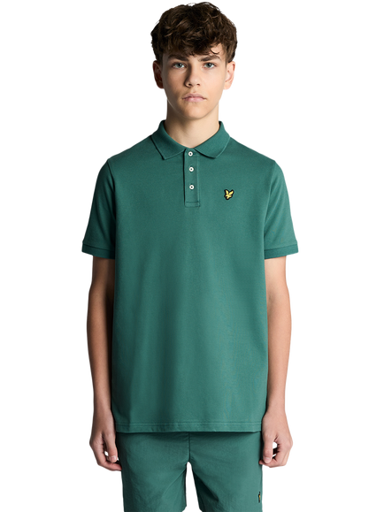 Lyle & Scott Kids' Cotton Rich Short Sleeved Polo Shirt, Everglade