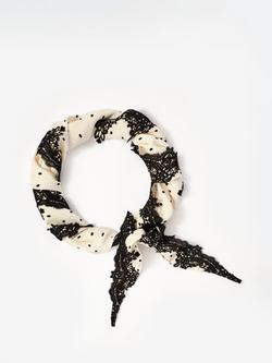 Mint Velvet Polka Dot Satin Scarf, Natural Cream - view 2, Natural Cream