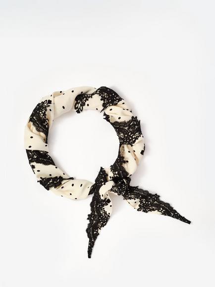 Mint Velvet Polka Dot Satin Scarf, Natural Cream - view 2, Natural Cream