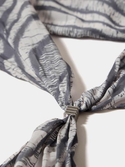 Mint Velvet Zebra Print Clasp Detail Scarf, Grey/Multi - view 2, Grey/Multi