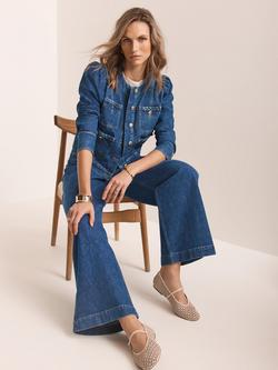 Mint Velvet Plait Detail Denim Jacket, Indigo - view 2, Indigo