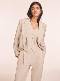 Mint Velvet Tailored Cropped Waistcoat, Natural Stone - view 2, Natural Stone