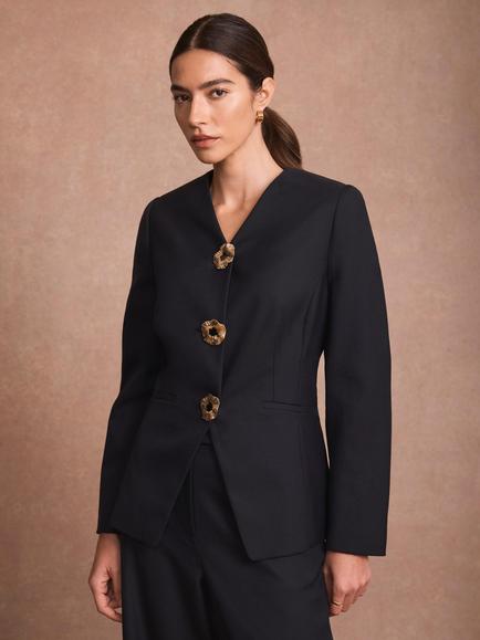 Mint Velvet Sculptured Single Breasted Jacket, Navy Blue, Navy Blue