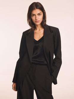 Mint Velvet Wrap Neck Longline Blazer, Black, Black