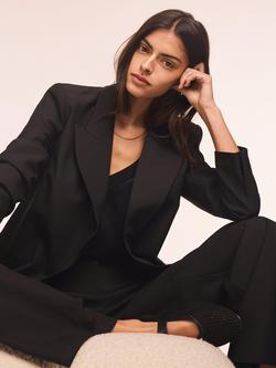 Mint Velvet Wrap Neck Longline Blazer, Black - view 2, Black