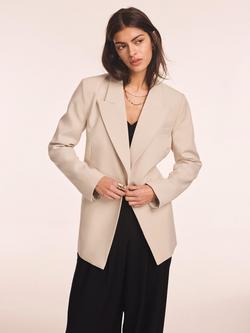 Mint Velvet Longline Double Breasted Blazer, Natural - view 2, Natural