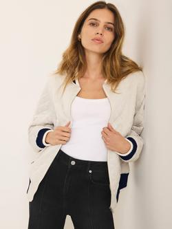 Mint Velvet Quilted Bomber Jacket, Natural Cream - view 2, Natural Cream