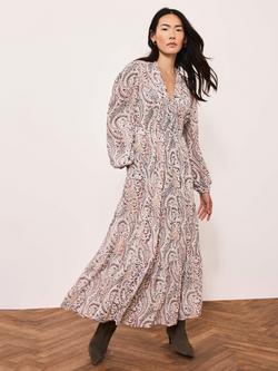Mint Velvet Paisley Print Boho Maxi Dress, Navy/Multi, Navy/Multi