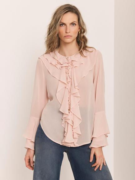 Mint Velvet Ruffle Detail Blouse, Light Pink, Light Pink