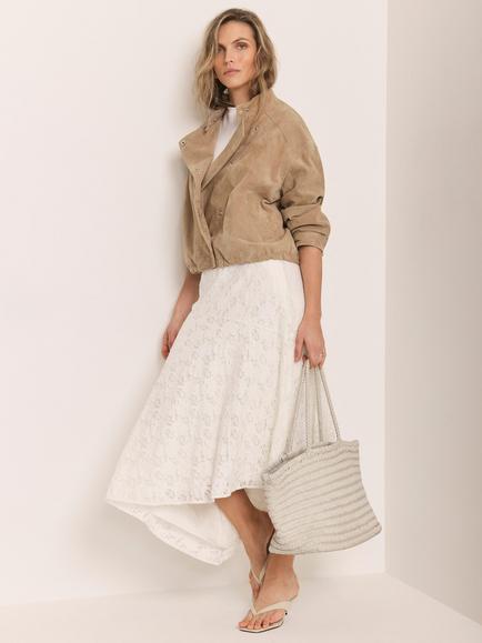 Mint Velvet Asymmetric Lace Skirt, Natural Cream - view 2, Natural Cream