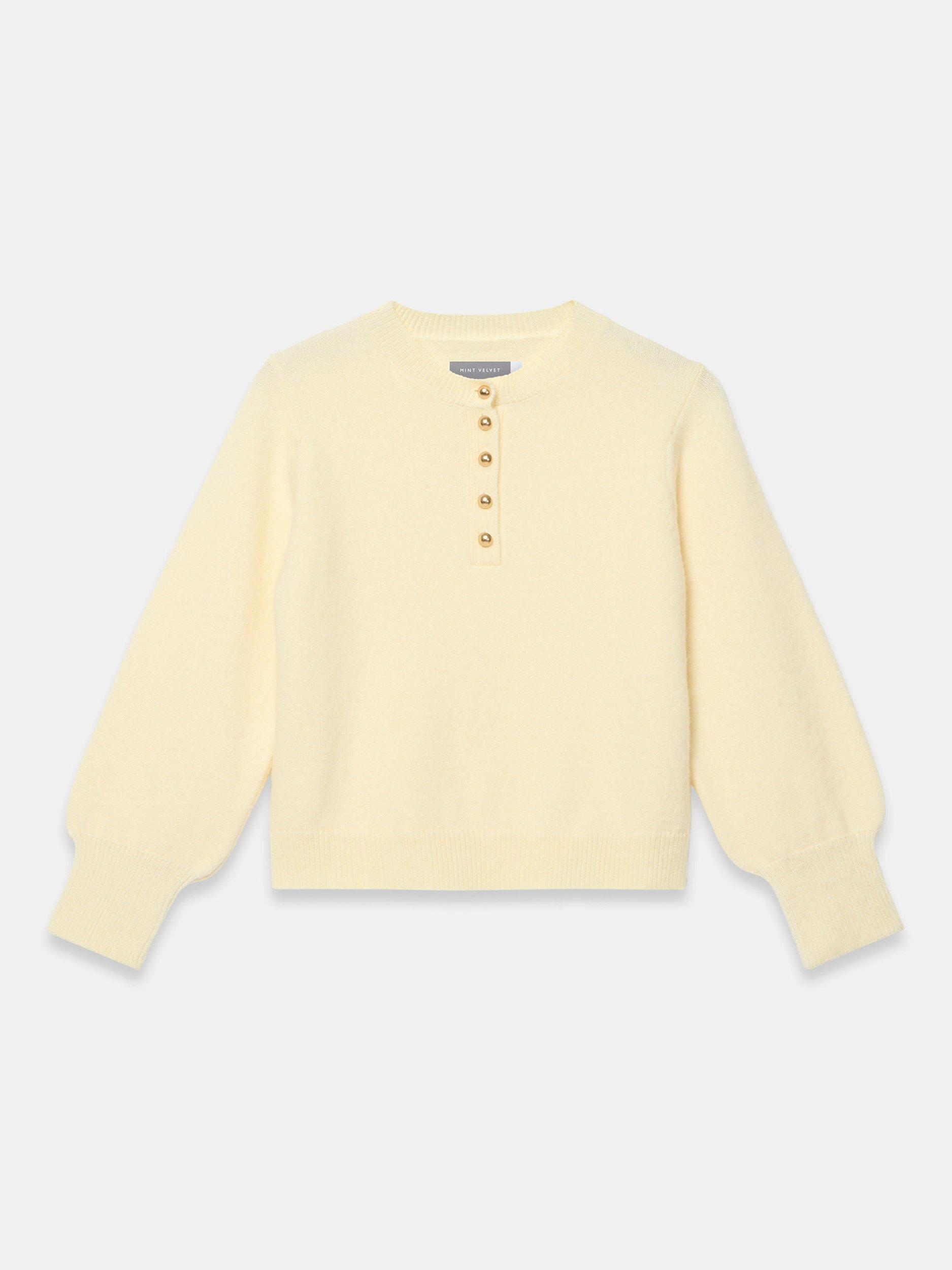 Product image 7 of 8, which shows Mint Velvet Henley Knit Jumper, Yellow, XS