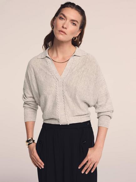 Mint Velvet Linen Blend Knitted Jumper, Beige, Beige