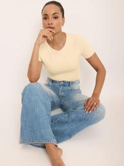 Mint Velvet Layering Crew Neck T-Shirt, Pale Yellow, Pale Yellow