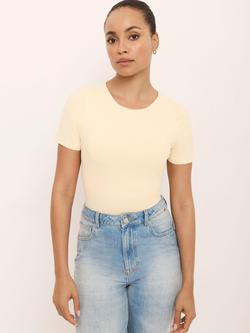 Mint Velvet Layering Crew Neck T-Shirt, Pale Yellow - view 2, Pale Yellow