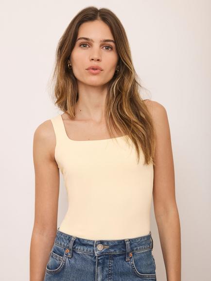 Mint Velvet Square Neck Vest Top, Yellow, Yellow
