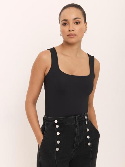 Mint Velvet Layering Scoop Neck Vest Top, Black, Black