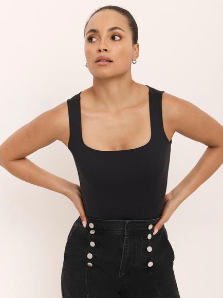 Mint Velvet Layering Scoop Neck Vest Top, Black - view 2, Black