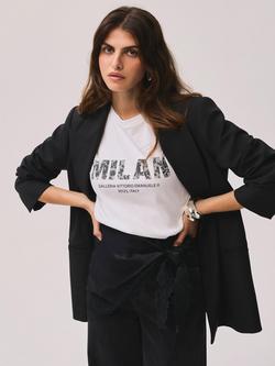 Mint Velvet Milan Lace Graphic T-Shirt, White - view 2, White
