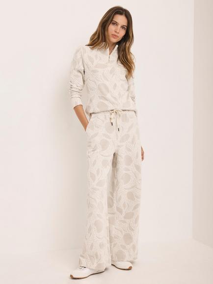 Mint Velvet Half Zip Jacquard Top, Natural Cream, Natural Cream