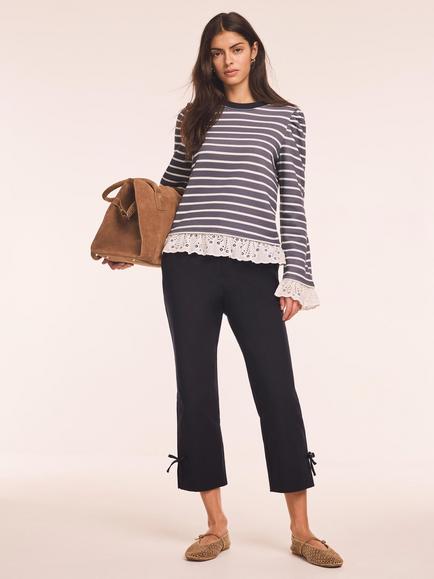 Mint Velvet Tie Side Capri Trousers, Navy, Navy