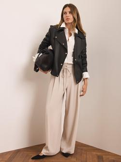 Mint Velvet Tie Waist Wide Leg Trousers, Natural, Natural