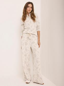 Mint Velvet Jacquard Wide Leg Trousers, Natural Cream, Natural Cream