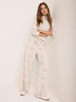 Mint Velvet Jacquard Wide Leg Trousers, Natural Cream - view 2, Natural Cream