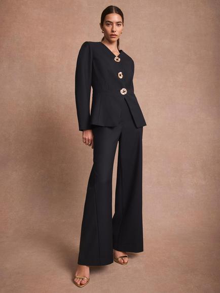 Mint Velvet Wide Leg Tailored Trousers, Navy
