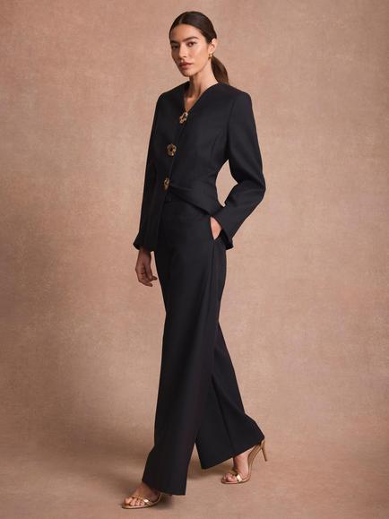 Mint Velvet Wide Leg Tailored Trousers - view 2, Navy