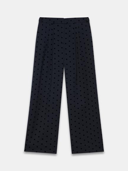 Mint Velvet Polka Dot Wide Leg Tailored Trousers, Navy, Navy