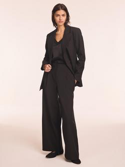 Mint Velvet Lace Trim Wide Leg Trousers, Black - view 2, Black