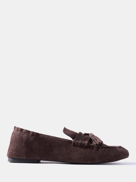 Mint Velvet Indie Suede Loafers, Brown, Brown