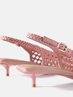 Mint Velvet Lea Woven Kitten Heel Slingback Sandals, Pink/Multi - view 2, Pink/Multi
