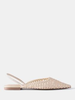 Mint Velvet Grace Woven Ballerina Pumps, Natural, Natural