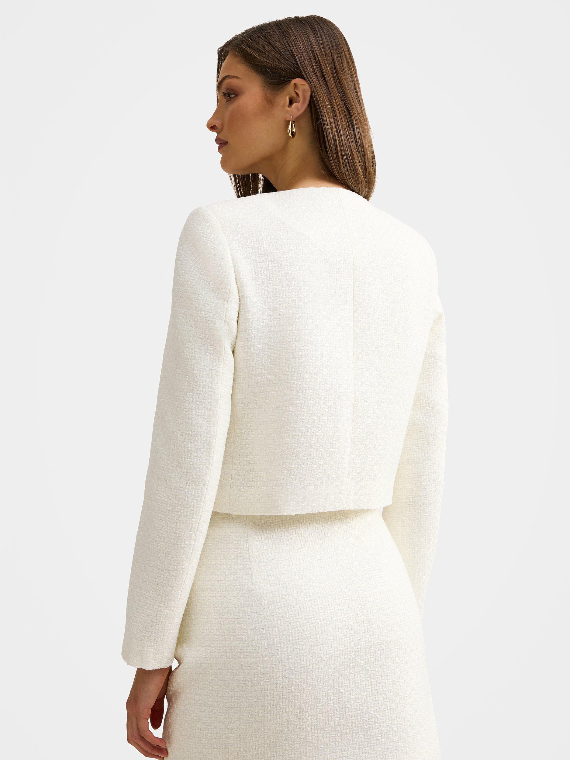 Product image 2 of 5, which shows Forever New Adeline Boucle Jacket, Porcelain, 4