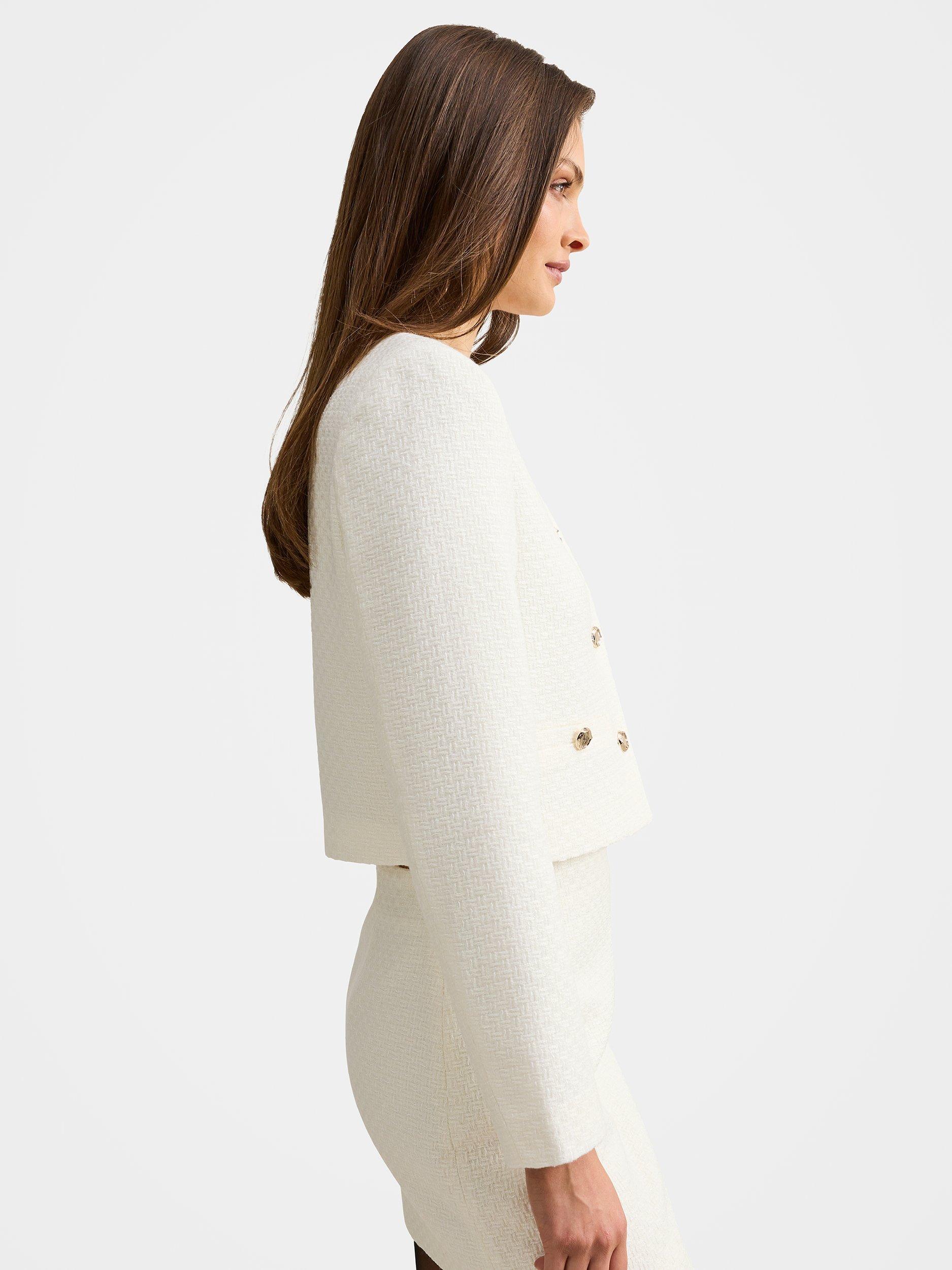 Product image 3 of 5, which shows Forever New Adeline Boucle Jacket, Porcelain, 4