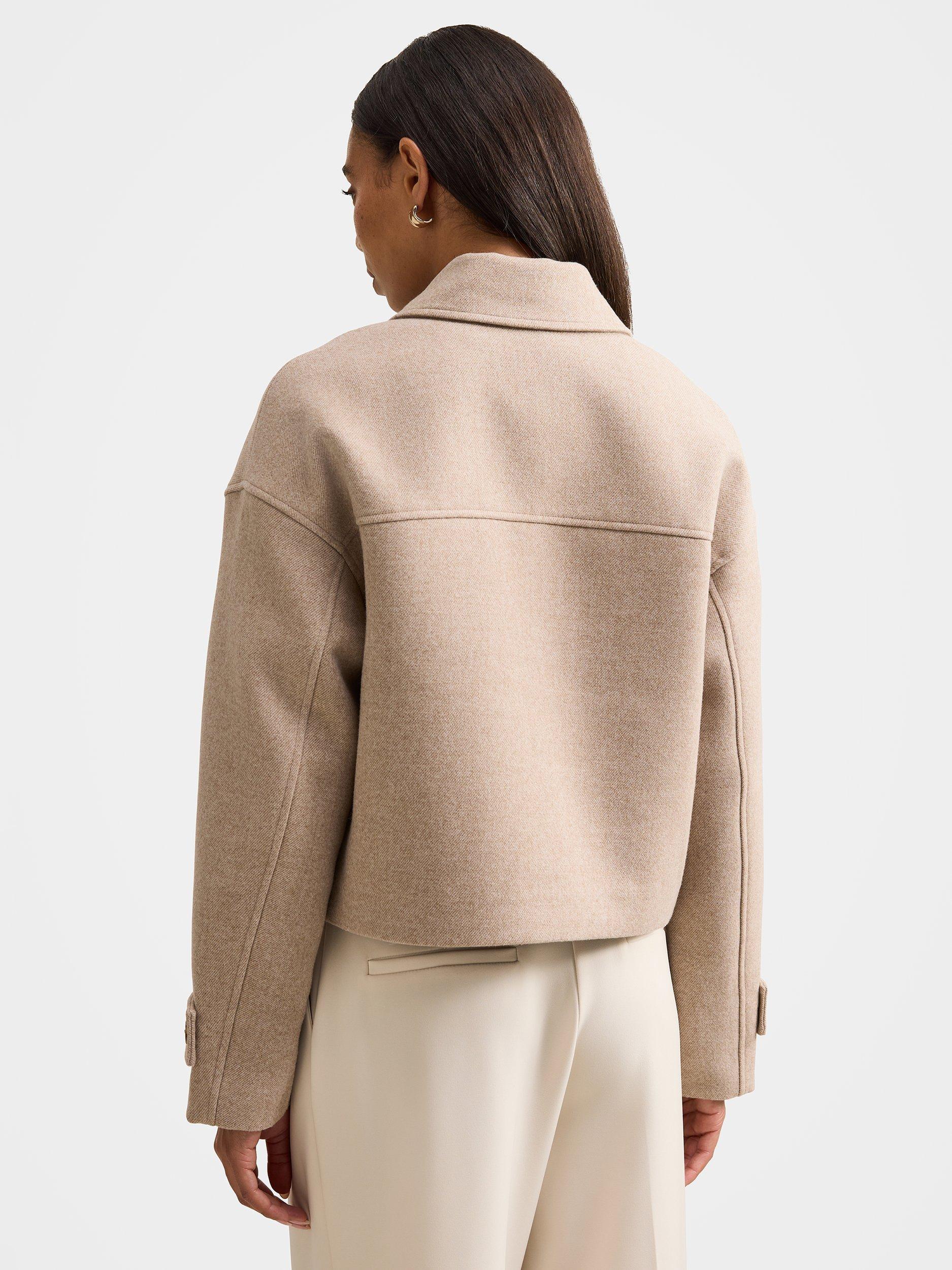 Product image 2 of 5, which shows Forever New Kelsey Cropped Jacket, Beige, 4