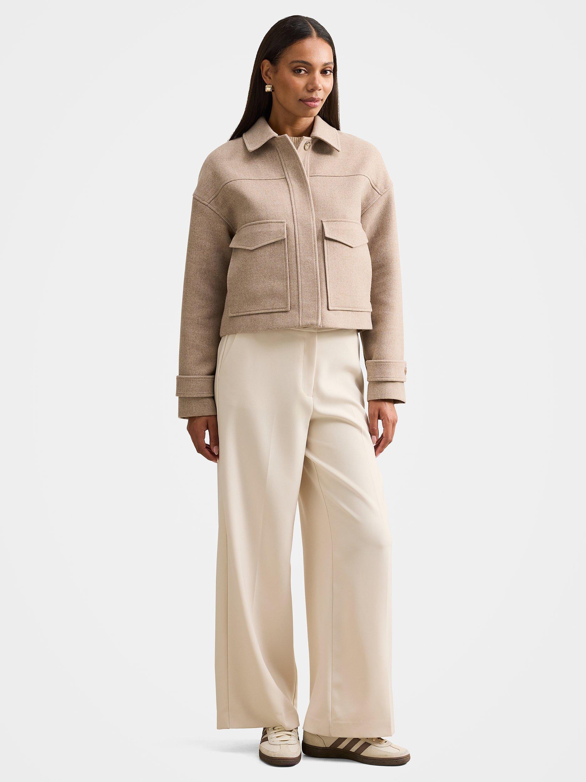 Product image 5 of 5, which shows Forever New Kelsey Cropped Jacket, Beige, 4