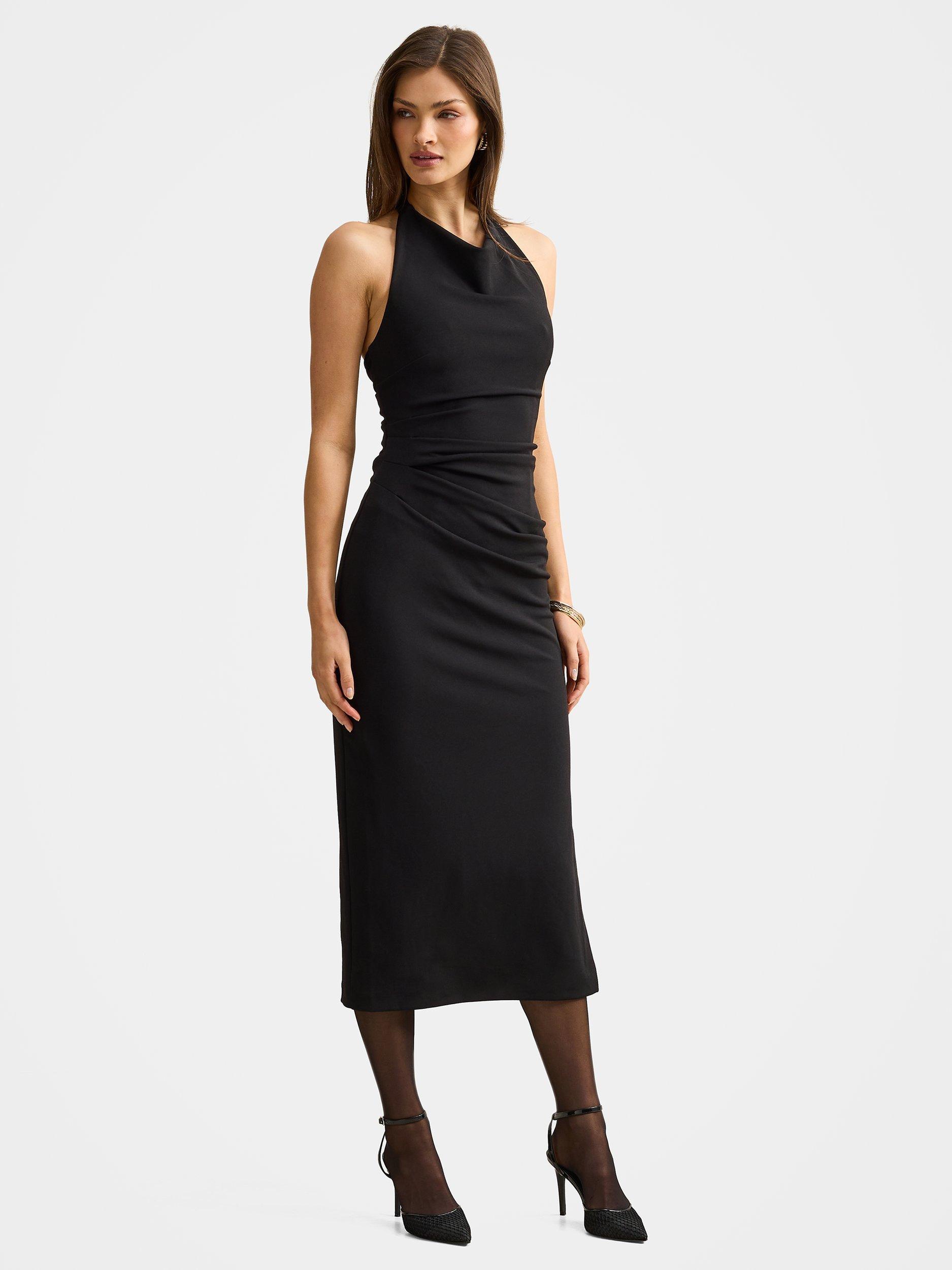 Product image 3 of 4, which shows Forever New Daphne Halterneck Midi Dress, Black, 4