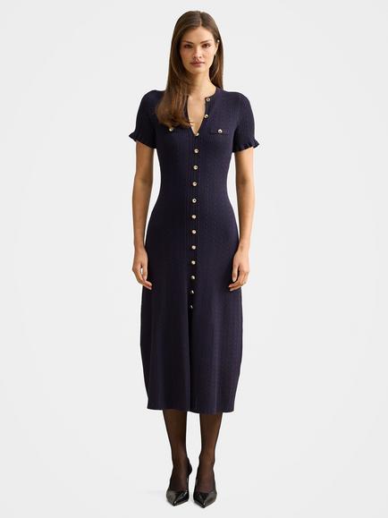 Forever New Violetta Stitch Detail Midi Dress, Navy, Navy