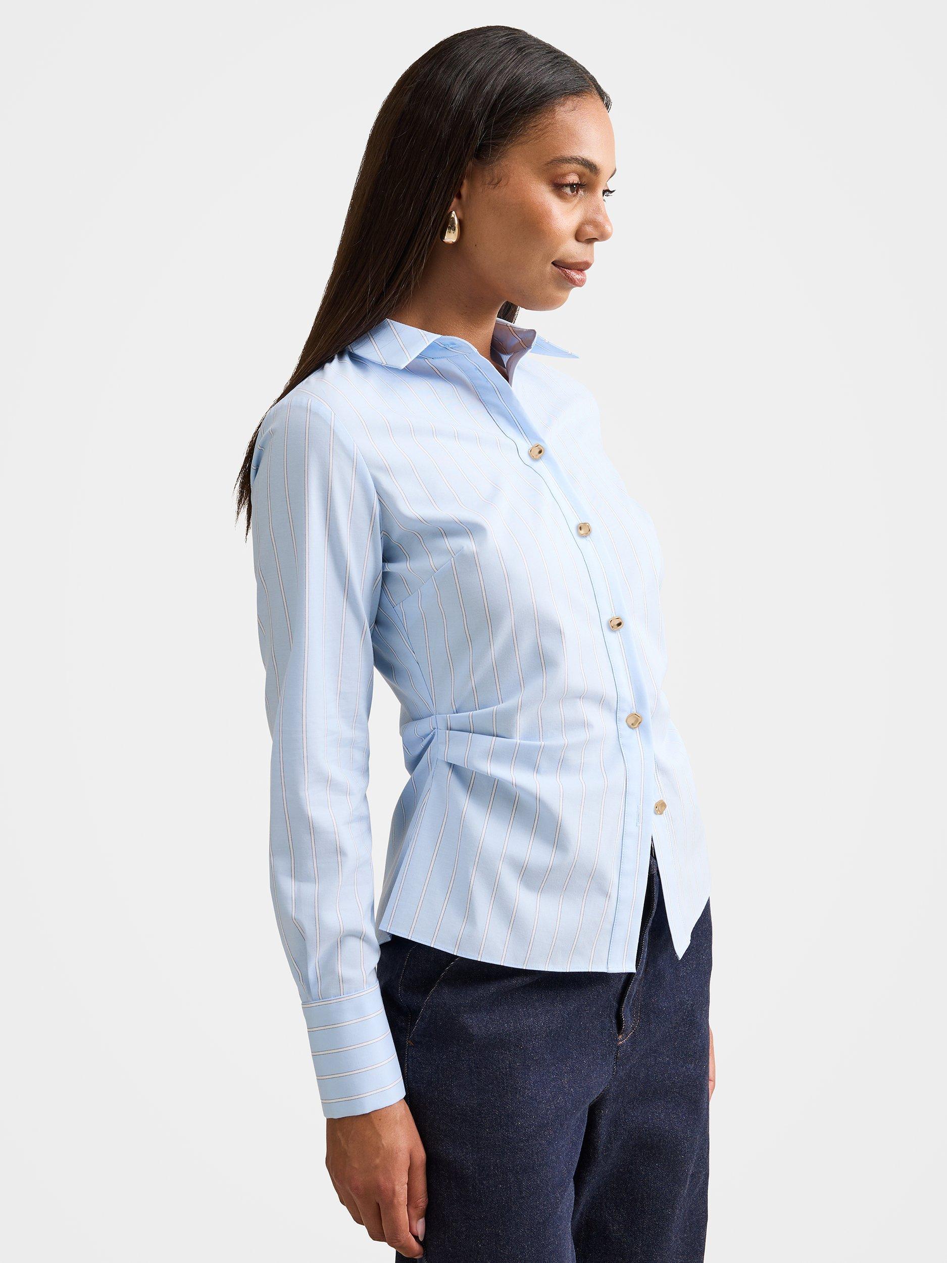 Product image 3 of 5, which shows Forever New Ange Slim Fit Shirt, Blue/Multi, 4