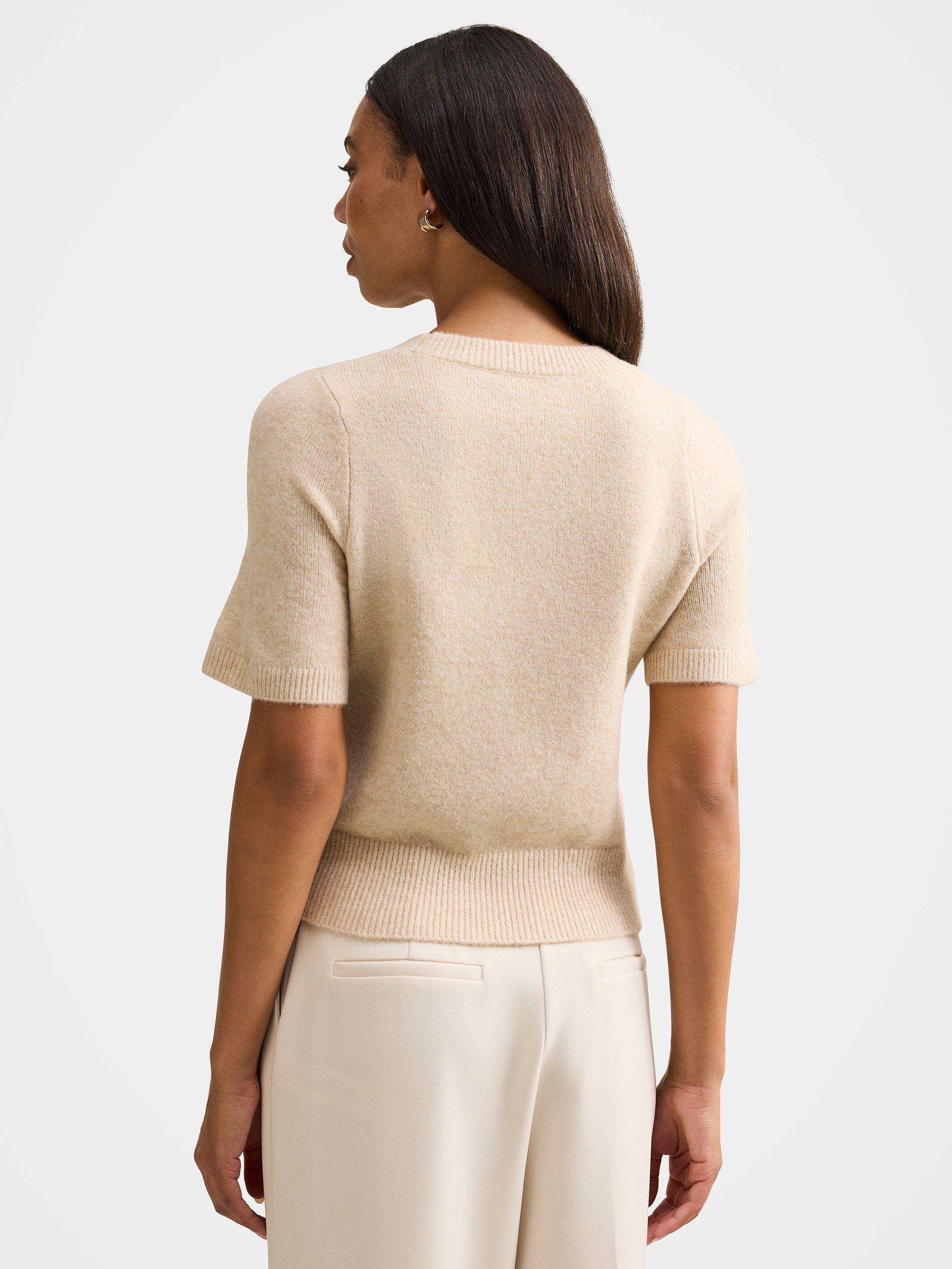 Product image 2 of 5, which shows Forever New Estelle Short Sleeve Knit Top, Oat, L