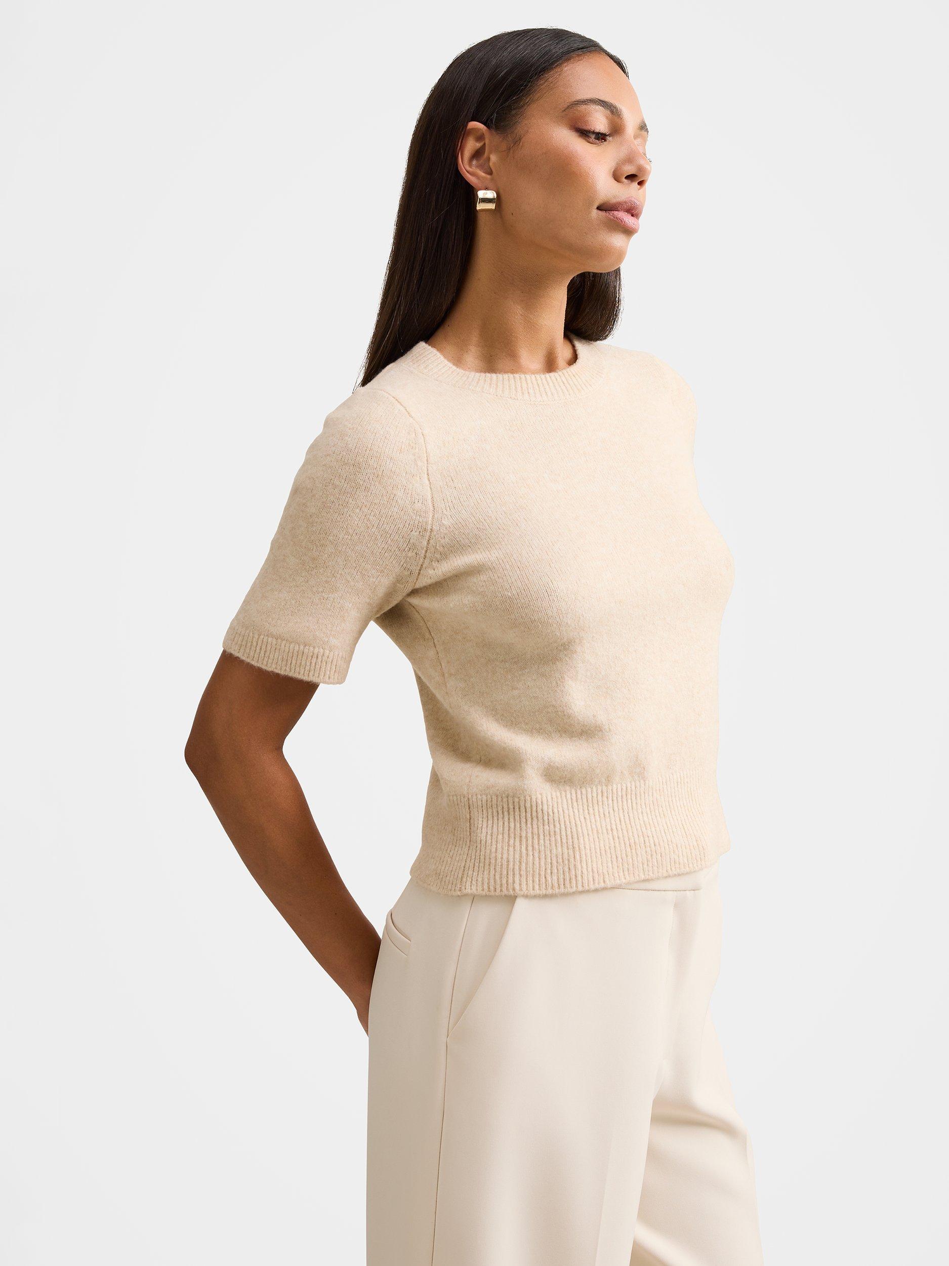 Product image 3 of 5, which shows Forever New Estelle Short Sleeve Knit Top, Oat, L