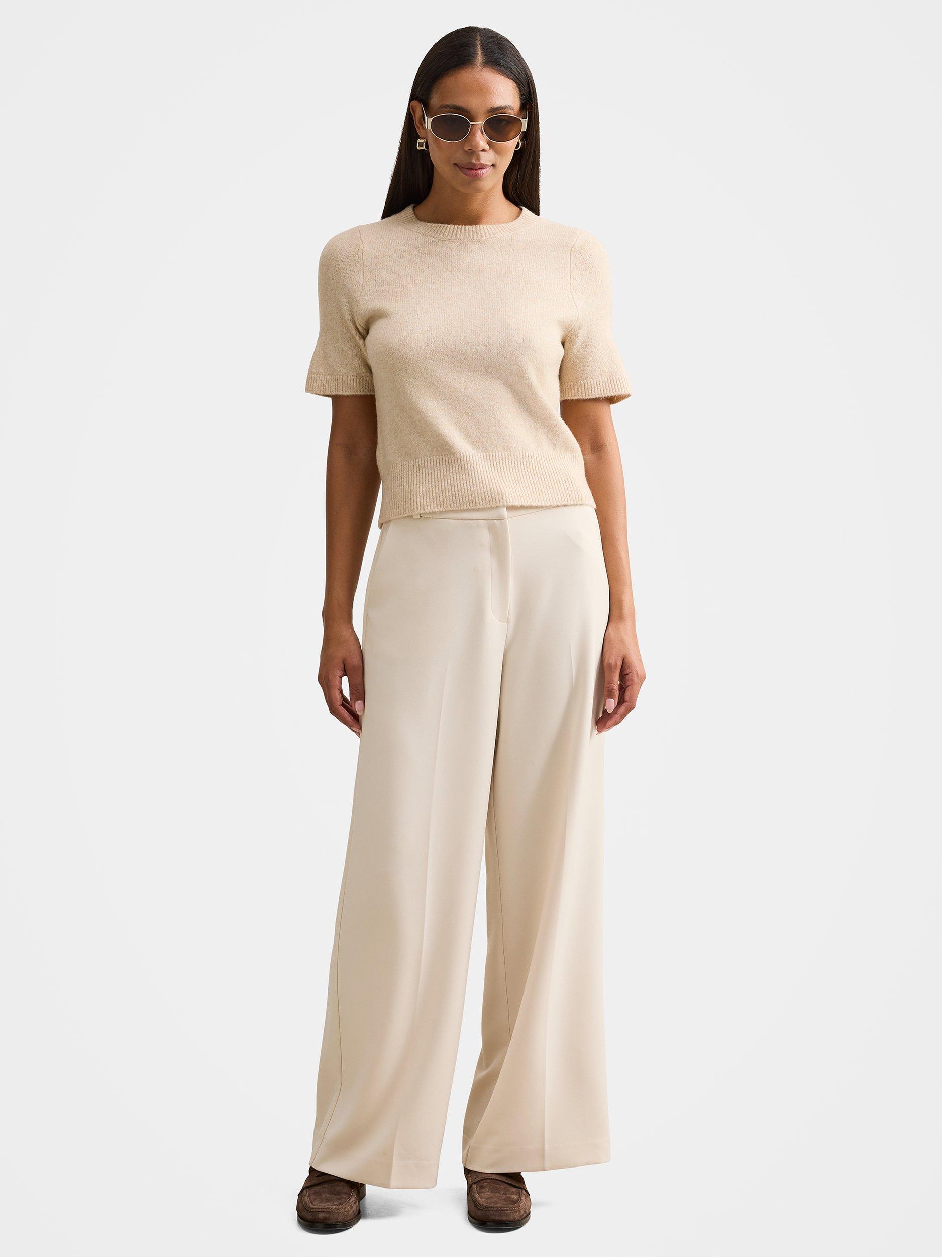 Product image 5 of 5, which shows Forever New Estelle Short Sleeve Knit Top, Oat, L